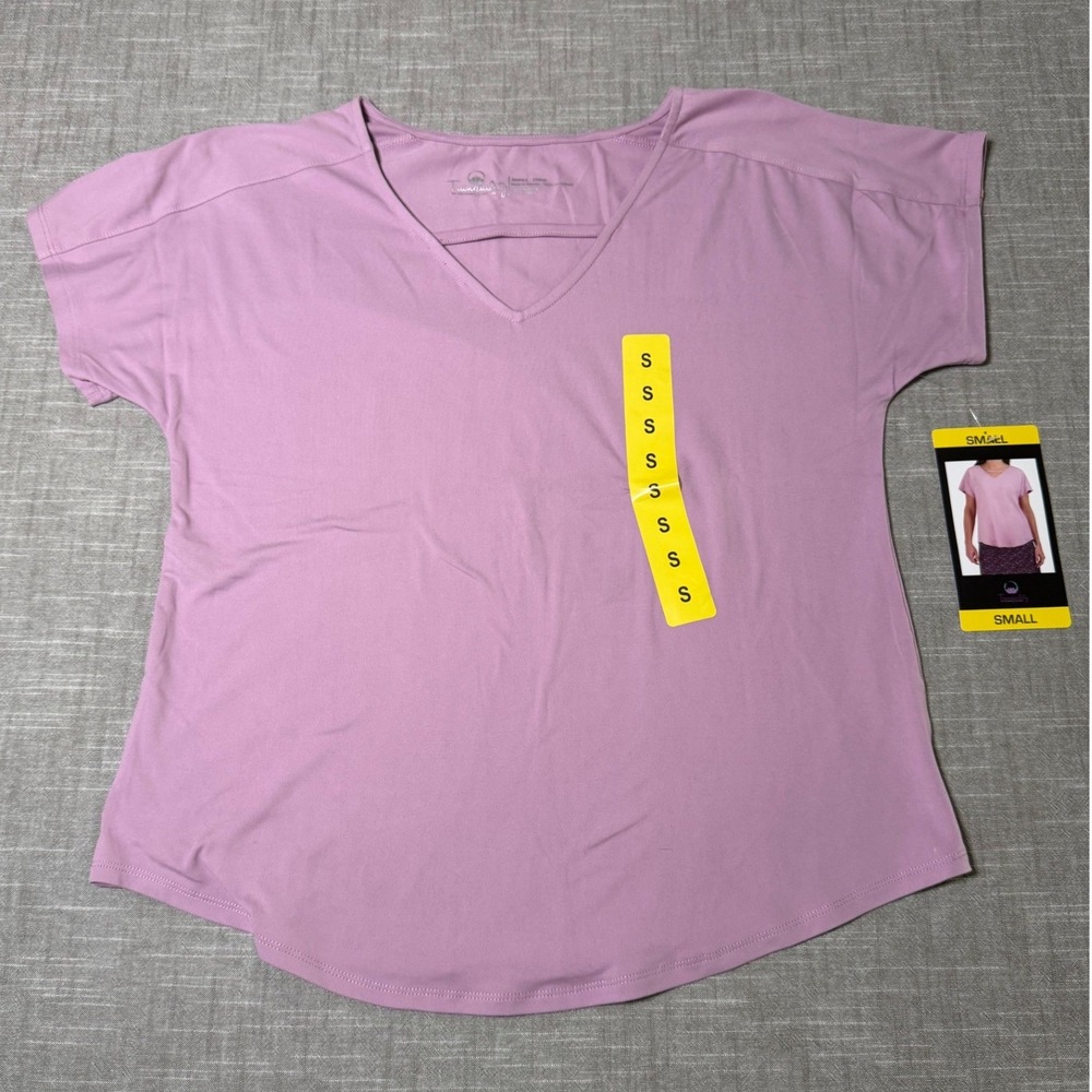 Tranquility by Colorado Clothing Lilac V-Neck Short Sleeve Top Small 1577447